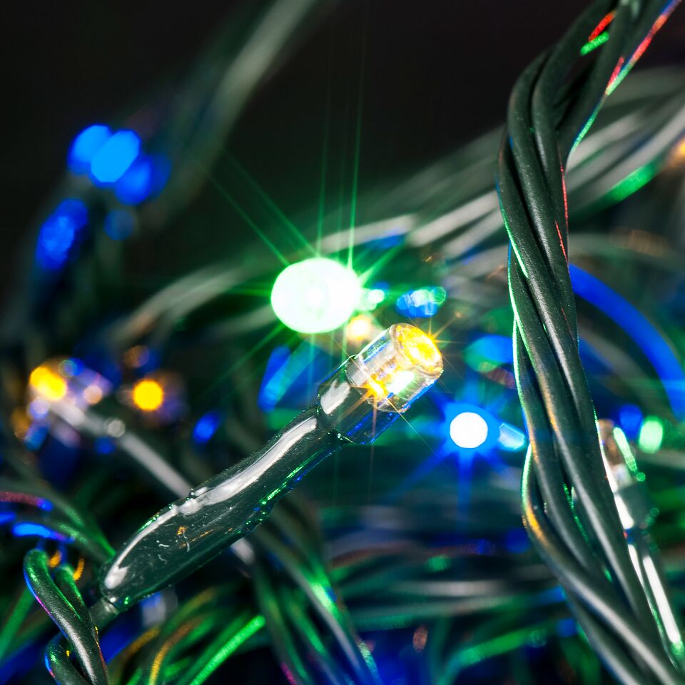 Kerstverlichting warm wit & multi color met 8 lichtstanden - 240 LED - 18 meter