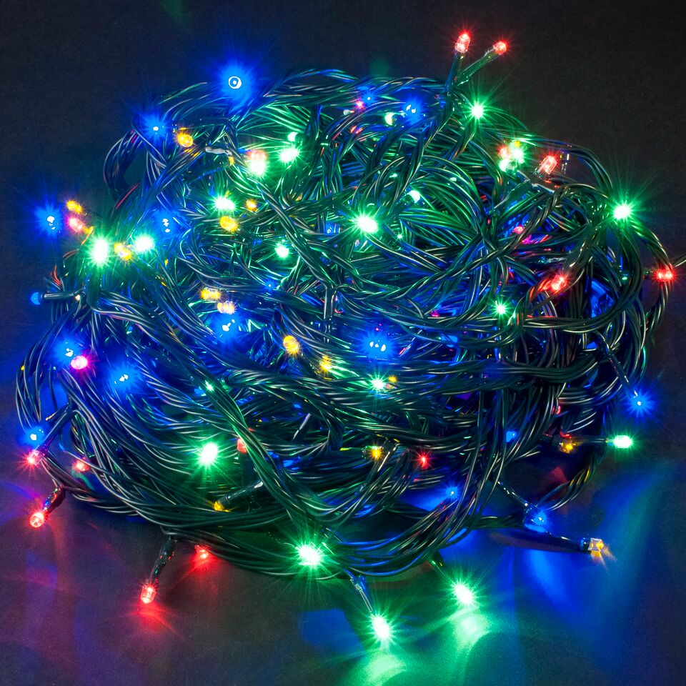 Kerstverlichting warm wit & multi color met 8 lichtstanden - 240 LED - 18 meter 1 Kerstverlichting warm wit & multi color met 8 lichtstanden - 240 LED - 18 meter