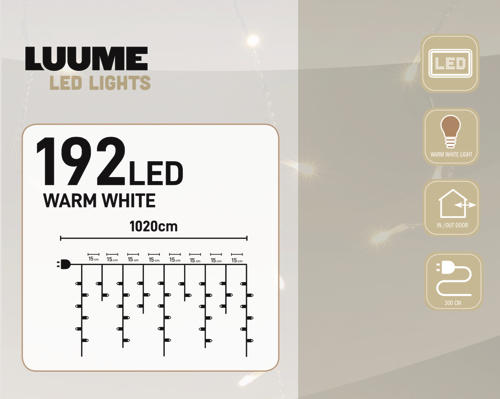 IJspegel kerstverlichting 7 meter 192 LED warm wit standaard - LUUME