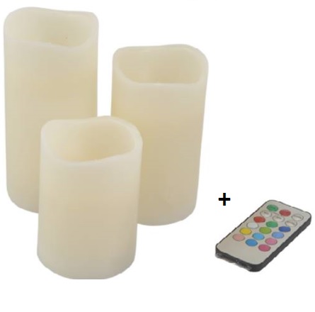 LED kaarsen set 3 stuks inclusief kleuren afstandsbediening 1 LED kaarsen set 3 stuks inclusief kleuren afstandsbediening