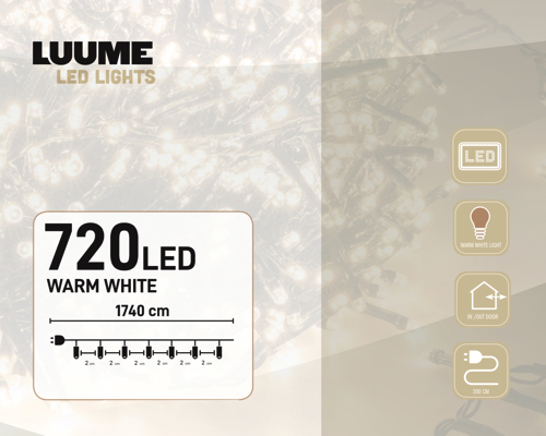 LED Clusterverlichting 720 LED warm wit 14 meter met 8 functies LUUME