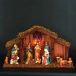Kerststal met verlichting met 8 figuren - op batterij