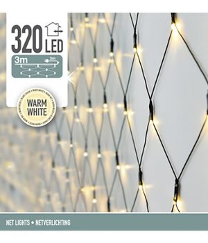 Net kerstverlichting 320 LED warm wit 3 meter - groene kabel