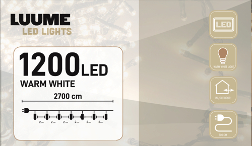 LED Clusterverlichting 1150 LED warm wit 10 meter met 8 functies - LUUME