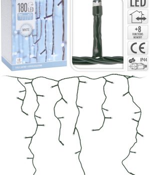 IJspegel kerstverlichting 6 meter wit 180 LED - 8 lichtstanden
