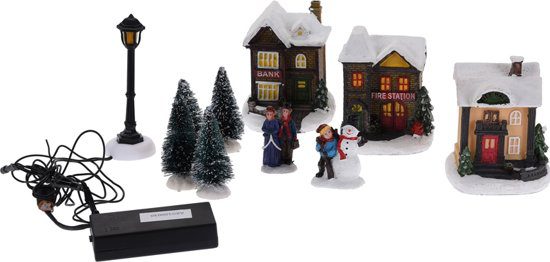 Kerstdorpje met verlichting - op batterij
