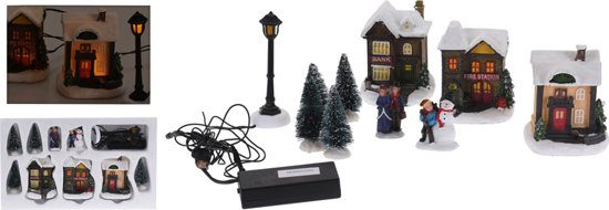 Kerstdorpje met verlichting - op batterij