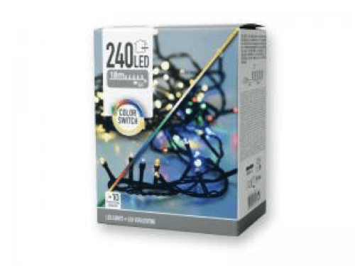 Kerstverlichting warm wit & multi color met 8 lichtstanden - 240 LED - 18 meter