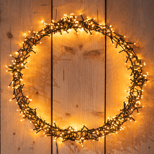 Verlichte kerstkrans ring 58 cm met 500 led lampjes warm wit - maat M