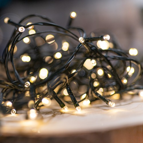 Kerstverlichting op batterij - 9 meter 120 LED warm wit met 8 functies en timer functie