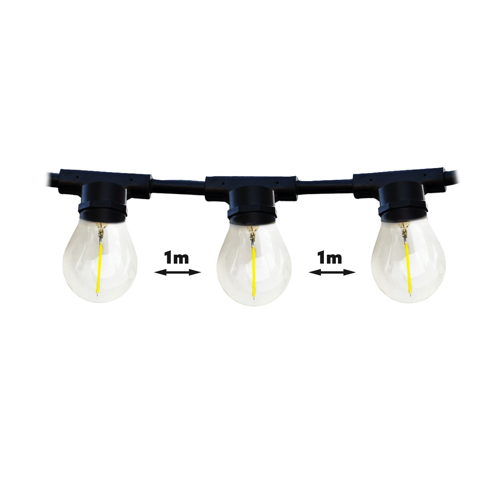 Koppelbare LED feestverlichting - 20 meter lang met 20 lichtpunten E27 prikkabel