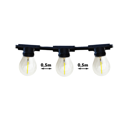 Koppelbare LED feestverlichting - 20 meter lang met 20 lichtpunten E27 prikkabel