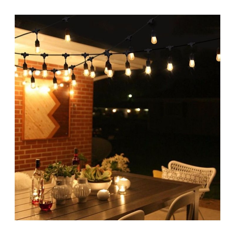 Koppelbare LED feestverlichting - 20 meter lang met 20 lichtpunten E27 prikkabel 1 Koppelbare LED feestverlichting - 20 meter lang met 20 lichtpunten E27 prikkabel