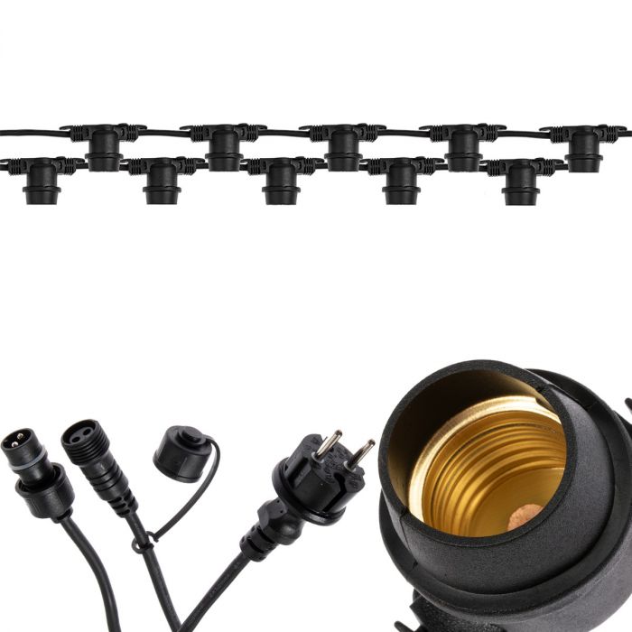 Koppelbare LED feestverlichting - 20 meter lang met 20 lichtpunten E27 prikkabel