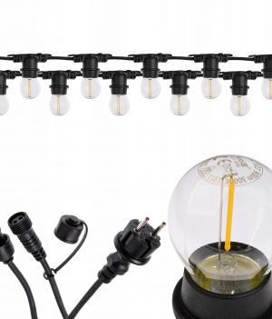 Koppelbare LED feestverlichting - 10 meter lang met 10 lichtpunten E27 prikkabel 5 prikkabel2