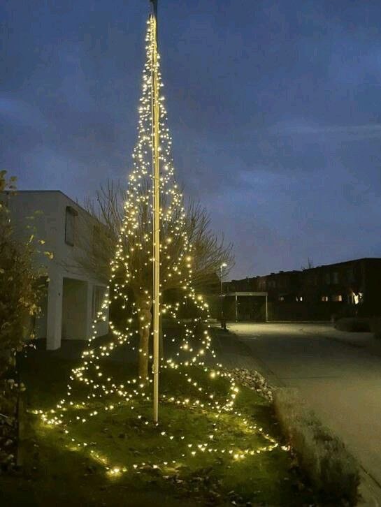 Vlaggenmast verlichting warm wit en multi color, timer functie en 8 lichteffecten - 400 cm 640 LED dual color - LUKSUS