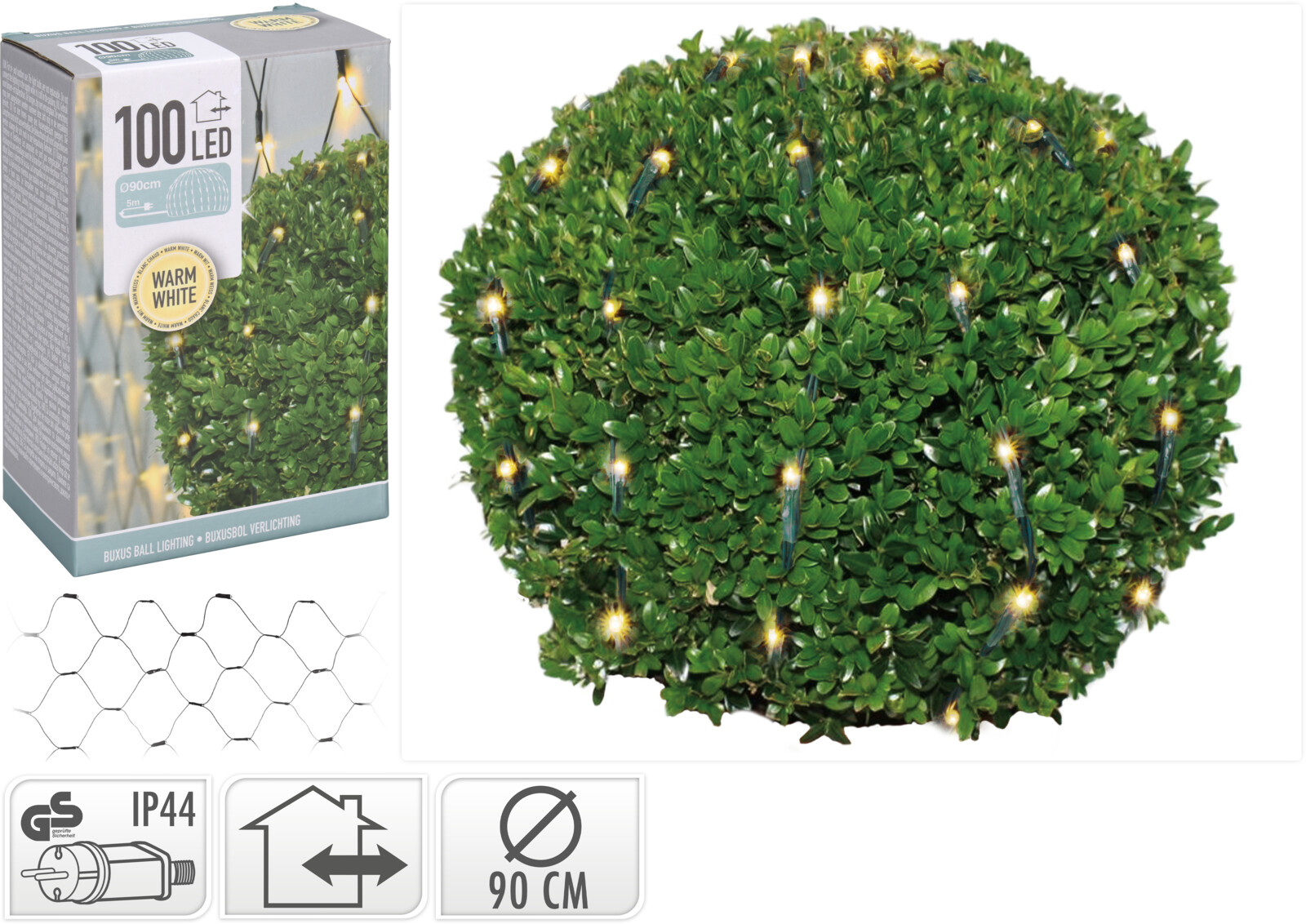 Buxus kerstverlichting 100 led warm wit Netverlichting - buxusverlichting