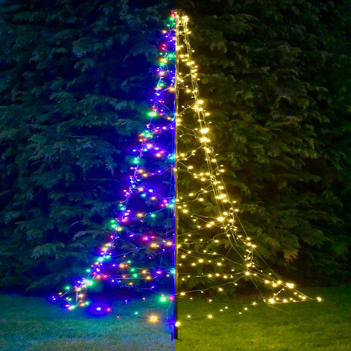 Vlaggenmast verlichting warm wit en multi color, timer functie en 8 lichteffecten - 400 cm 640 LED dual color - LUKSUS