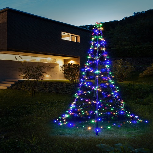 Vlaggenmast verlichting warm wit en multi color, timer functie en 8 lichteffecten - 400 cm 640 LED dual color - LUKSUS