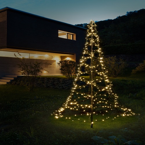 Vlaggenmast verlichting warm wit en multi color, timer functie en 8 lichteffecten - 400 cm 640 LED dual color - LUKSUS