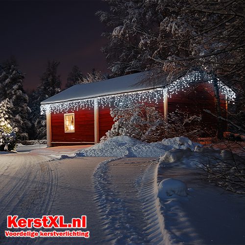 IJspegel kerstverlichting 1440 DUAL COLOR LED 30 meter amber + koud wit 8 functies en timer functie – Luksus